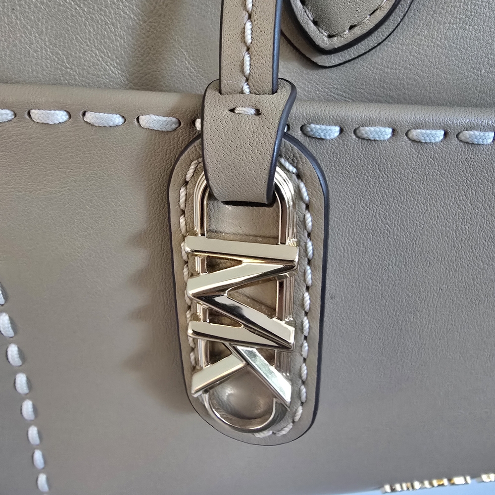 Michael Kors Taupe Leather Satchel with Contrast Stitching - Picture 6 of 8